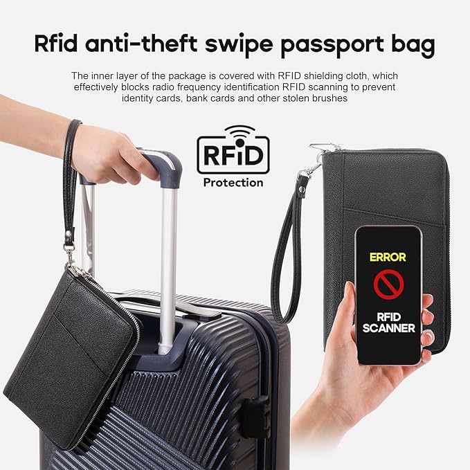 RFID Blocking Family Passport Holder Wallet 6, Premium Leather Travel Document - Image 2