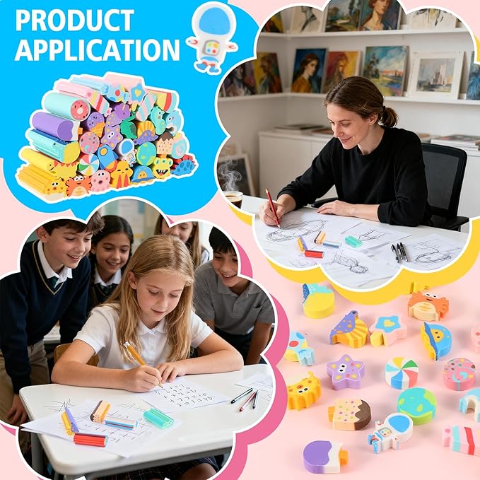 24 Pcs Cute Retractable Eraser for Pencils Cute School Supplies Kawaii Erasers - Image 4