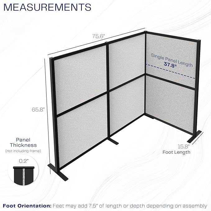 VIVO L-Shape Modular Corner Wall System, 3 Panels, Modern Professional Office - Image 3