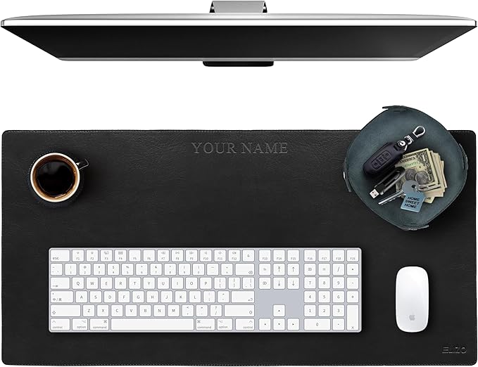 ELIZO Personalized Custom Desk Pad Set Real Leather Desk Mat Mouse Pad Unique by Elizo