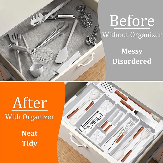 Spaclear Large Utensil Drawer Organizer Expandable Silverware Organizer - Image 3