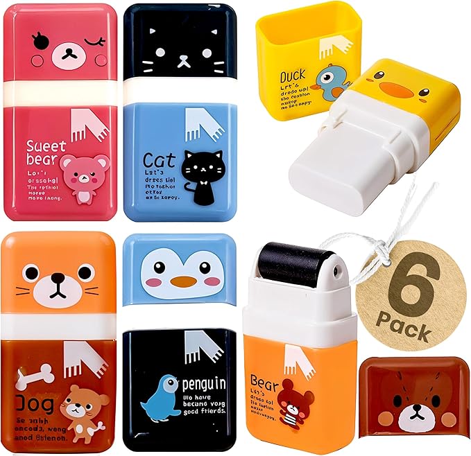 Performore 6‑Pack Animal‑Theme Cute Pencil Erasers by RingBinder