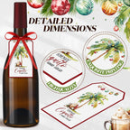 100 Pcs Christmas Coquito Labels for Bottle with Hemp Rope Xmas Coquito Bottle Tags Vanilla Labels with Graphic of Coconut Palm Tree for Home Christmas New Year Party Supply 3.5 ×2 (Bright)