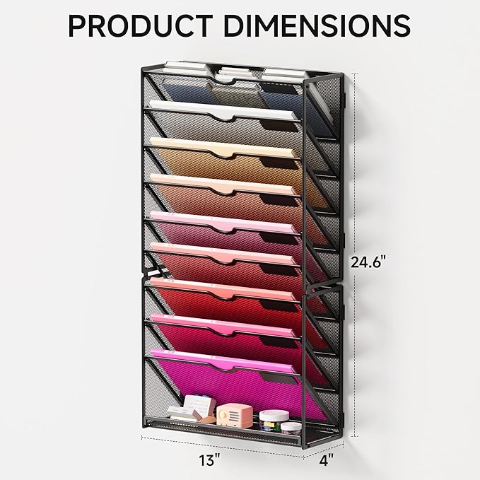 Lavatino 10-Tier Hanging Wall File Folders Organizer - Image 4