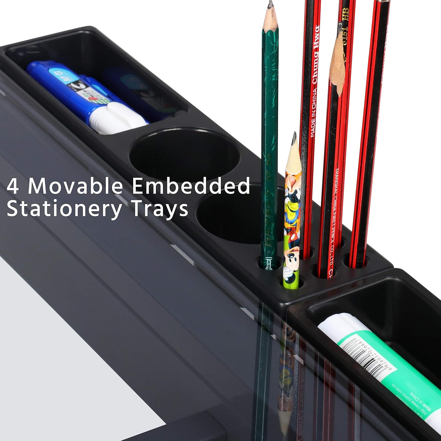 Yaheetech Glass Drafting Table with Storage, Adjustable Art Drawing Desk | Tempered glass top on a steel frame tilts 0-60° for drawing, tracing, or diamond art, plus two fabric drawers and side trays.