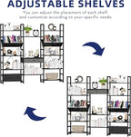 NUMENN Triple Wide 5 Tier Bookshelf, Adjustable Rustic Industrial Style Book - Image 4