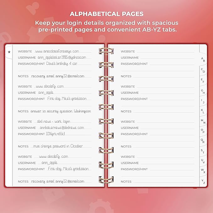 Clever Fox Password Book Spiral – Mini Internet Address & Password Organizer - Image 3