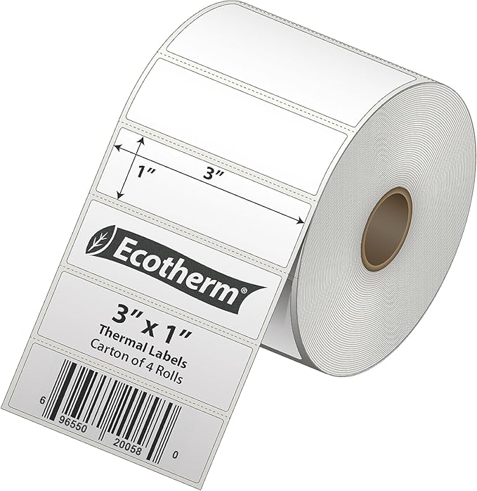 3" x 1" Thermal Labels | 4 Rolls | 5240 Labels | fits Zebra, Offnova Thermal - Image 3