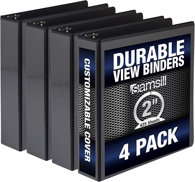 Samsill Durable 2 Inch Binder, Made in the USA, Round Ring Customizable Clear by Samsill