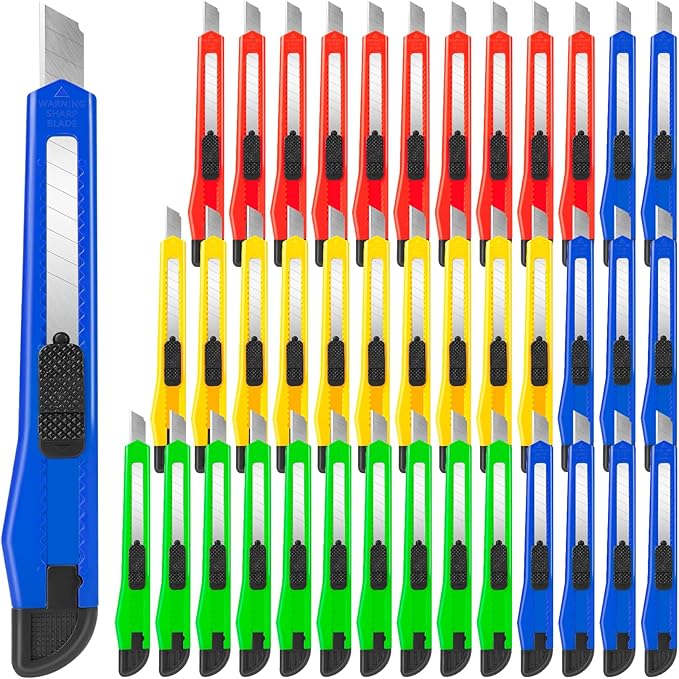 TIFICAL 40 Pack Utility Knife Box Cutter Retractable, 9mm Snap-Off Box Cutters by TIFICAL