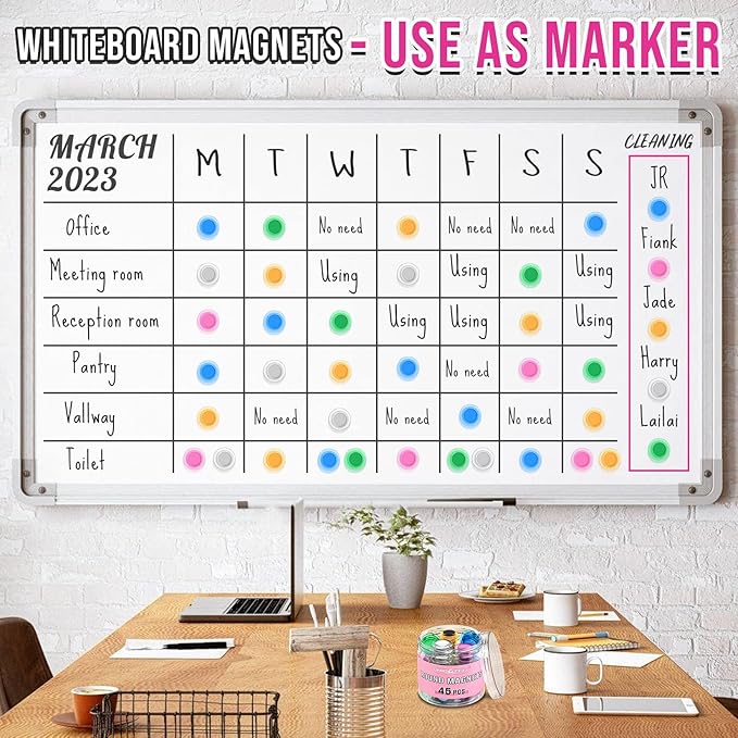 VNDUEEY 45 Pcs Whiteboard Magnets, Round Fridge Magnets Refrigerator Magnet - Image 2