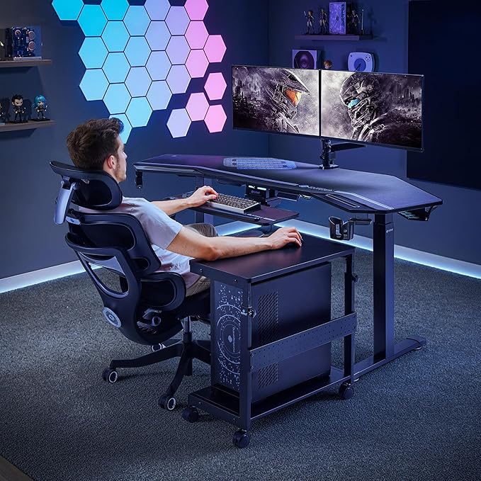 EUREKA ERGONOMIC PC Stand Computer Cart, Height Adjustable Tower Stand 2-Tier - Image 2