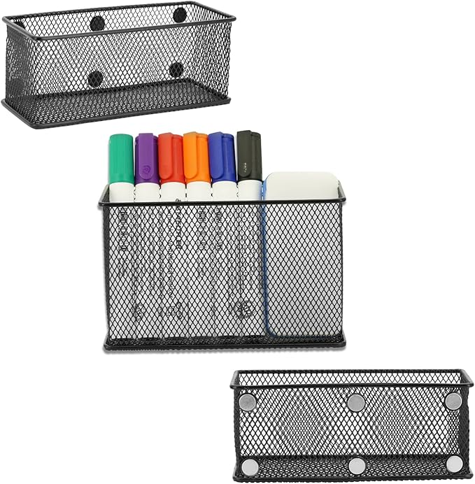 Neudeco Locker Shelf Organizer, Magnetic Pencil Holder, Metal Storage Basket - Image 4