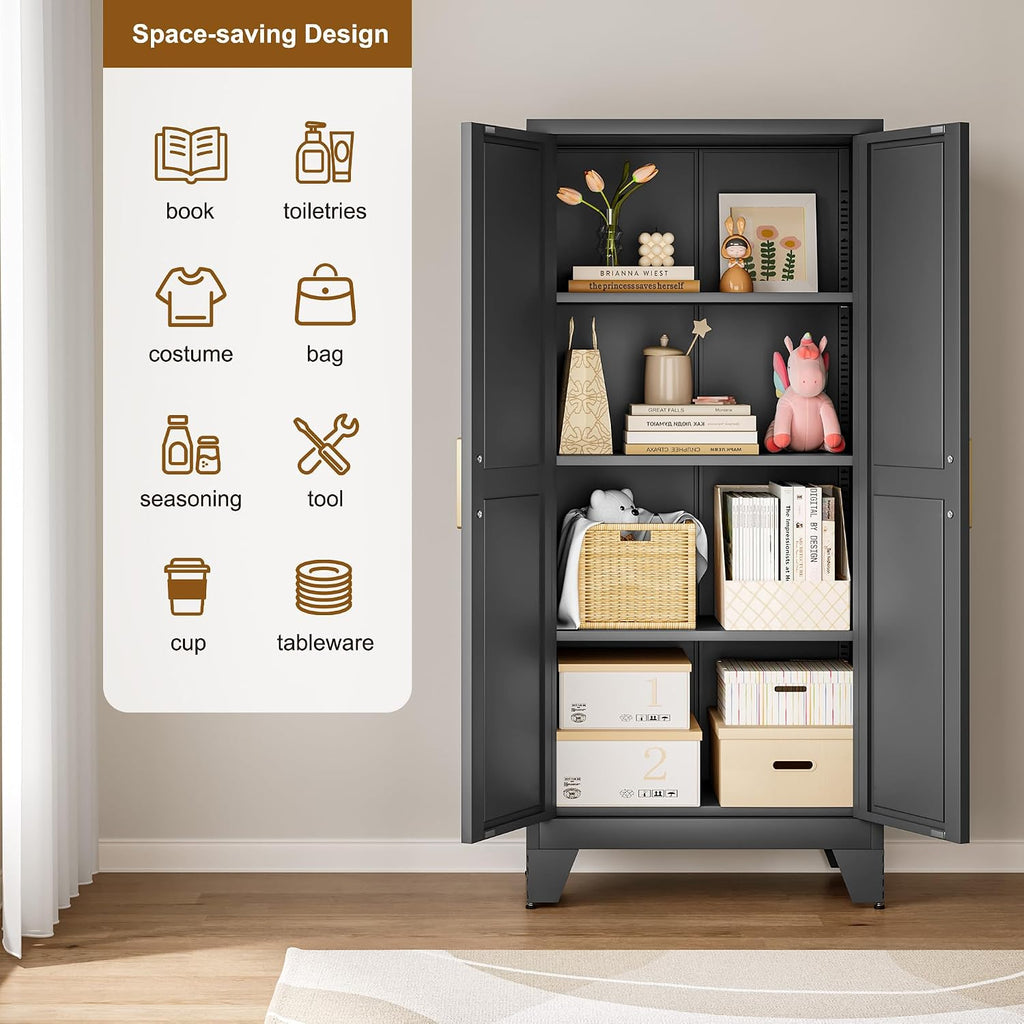 qinptwut 61" metal storage cabinet, 4-tier kitchen pantry, package contents