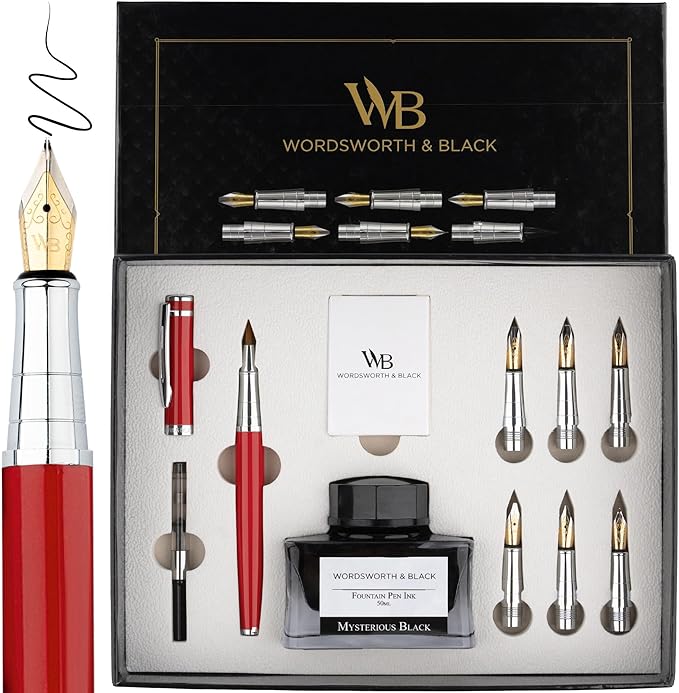 Wordsworth & Black Calligraphy Pen Gift Set, Includes Bottle, 6 Cartridges by WordsworthBlack