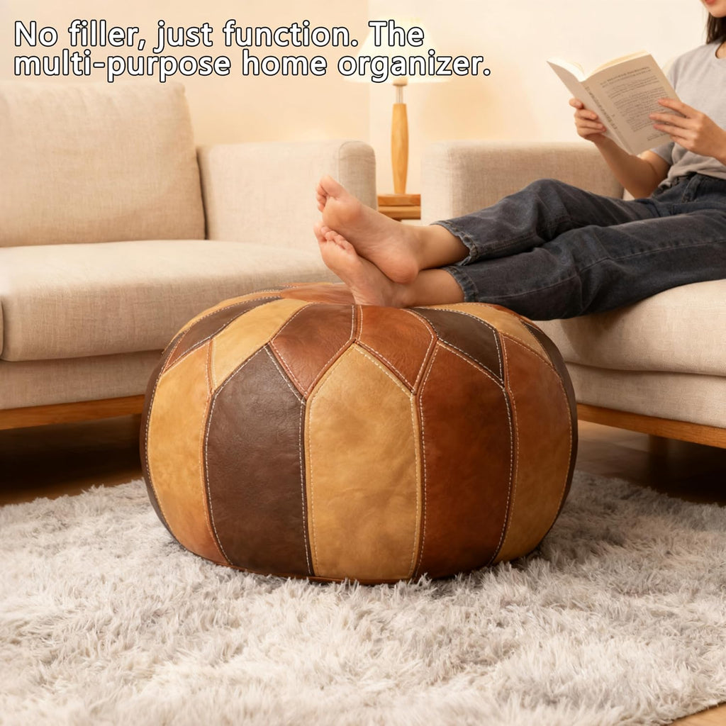 thgonwid unstuffed moroccan faux leather pouf ottoman cover showing dimensions