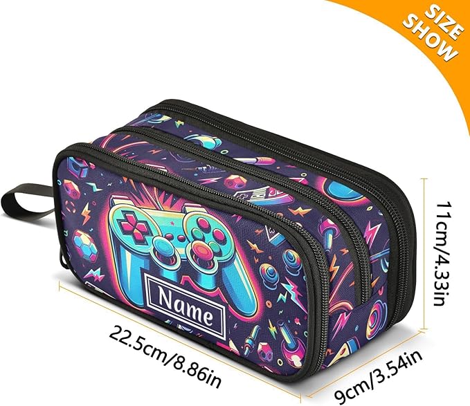 BOENLE Custom Bright Game Joystick Pencil Case Box Boys Girls Personalized Name - Image 4