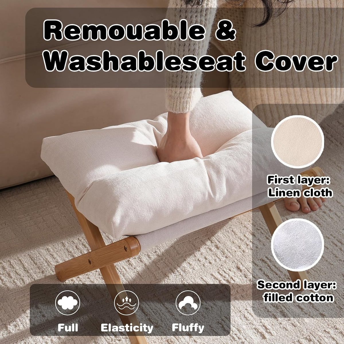 Baveke Foldable Ottoman Foot Rest for Chair, Small Foot Stools Ottoman for Ho...