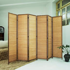 Loomveil 6 Panel Room Divider Folding Privacy Screen, 67 inch Bamboo Panel - Image 4
