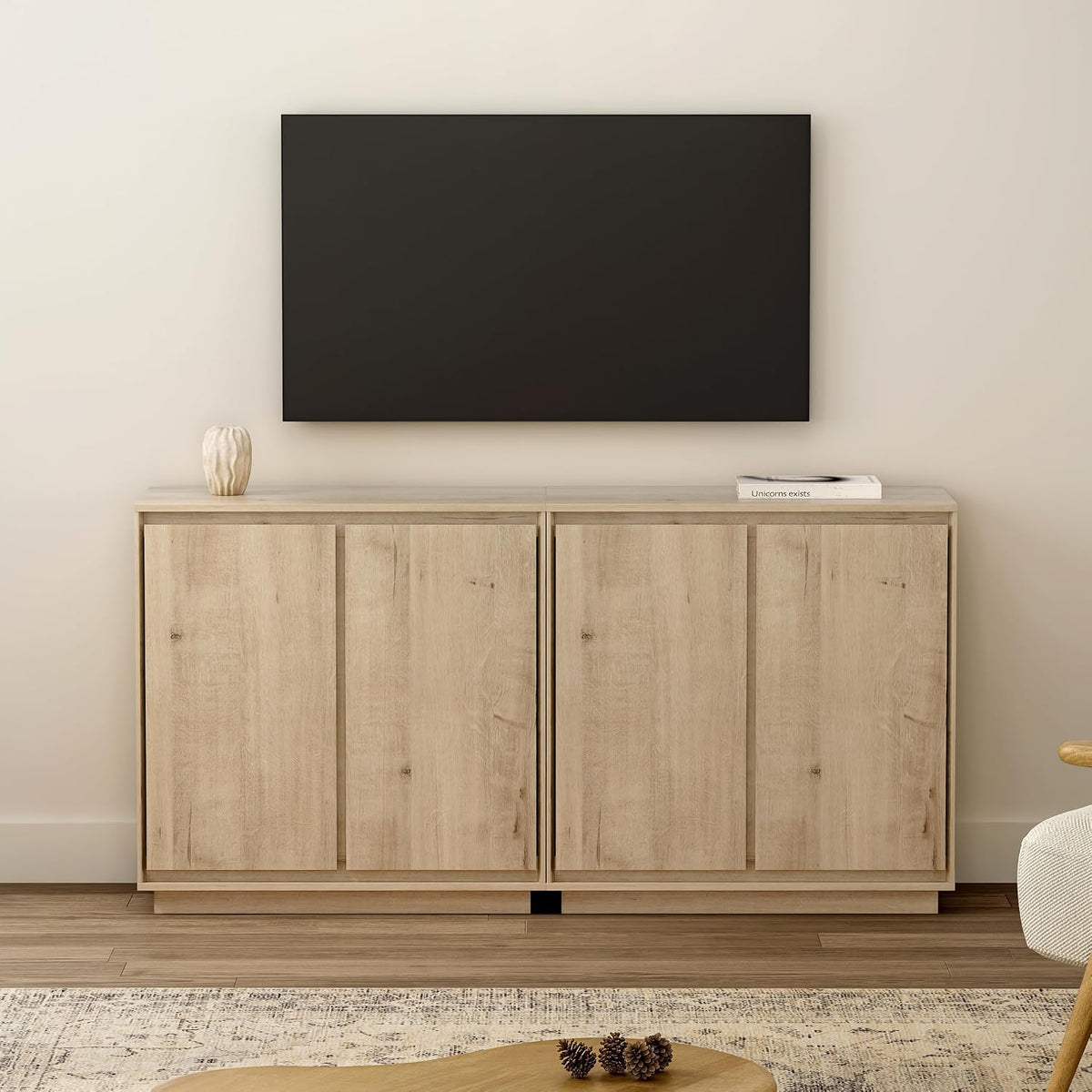 EYYTHUNG Buffet Storage Cabinets Set of 3, Sideboard Accent Cabinet with Adju...