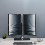 vivo freestanding dual monitor stand with sleek glass, view 9