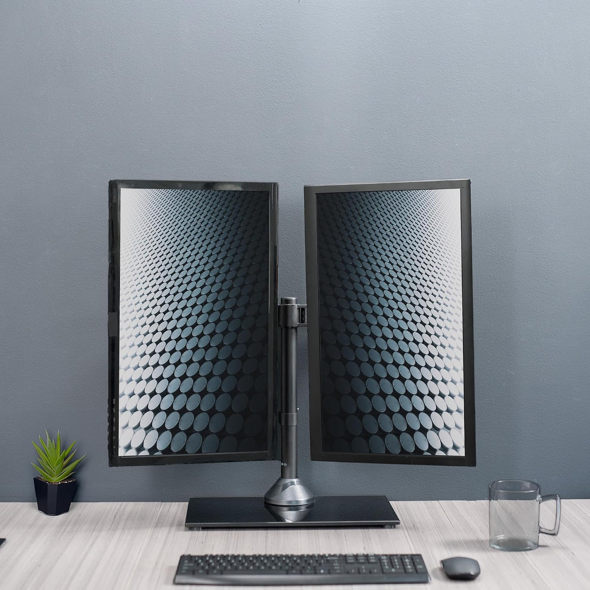 vivo freestanding dual monitor stand with sleek glass, view 9