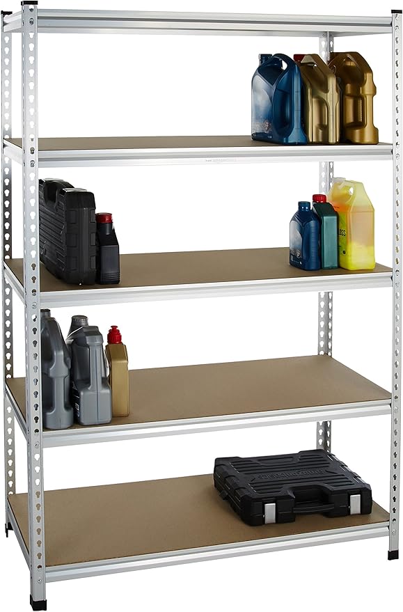 Amazon Basics 5-Tier Medium Duty Storage Shelving Single Post Press Board Shelf - Image 3