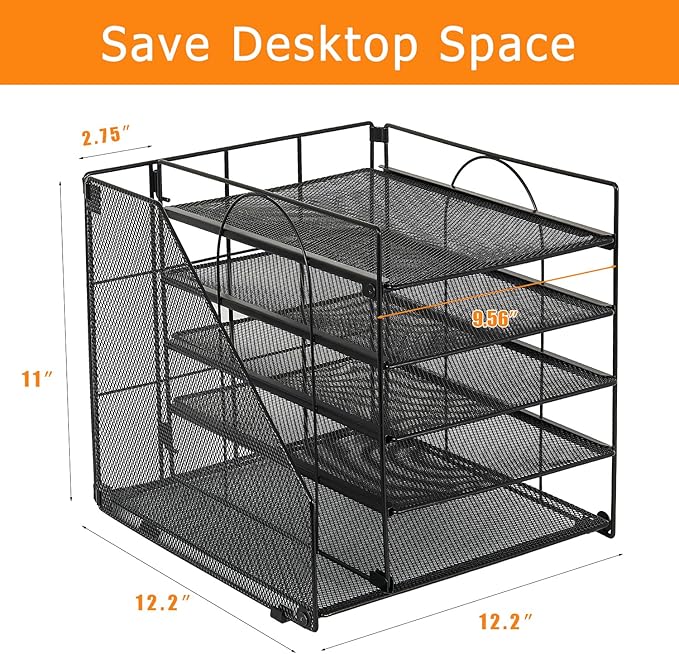 LEKETREE Desk Organizers and Accessories, 5-Tier Paper Letter Tray Organizer - Image 4