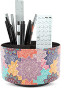 Hennaja Round Leather Art Supply Organizer, Remote Control Holder, 360 Degree by Hennaja