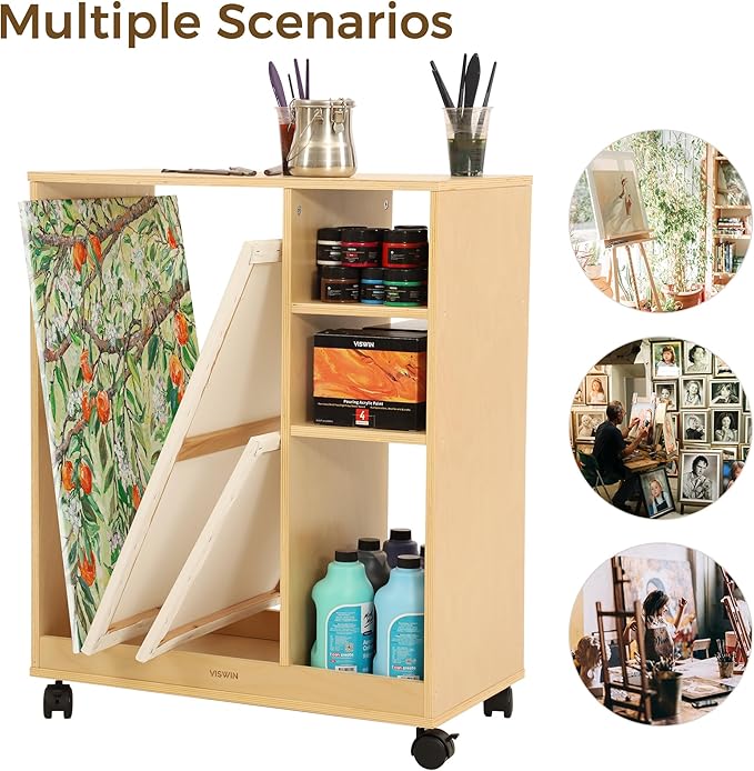 VISWIN Art Cart Organizer, Solid Pine Wood Art Supply Storage Organizer - Image 4