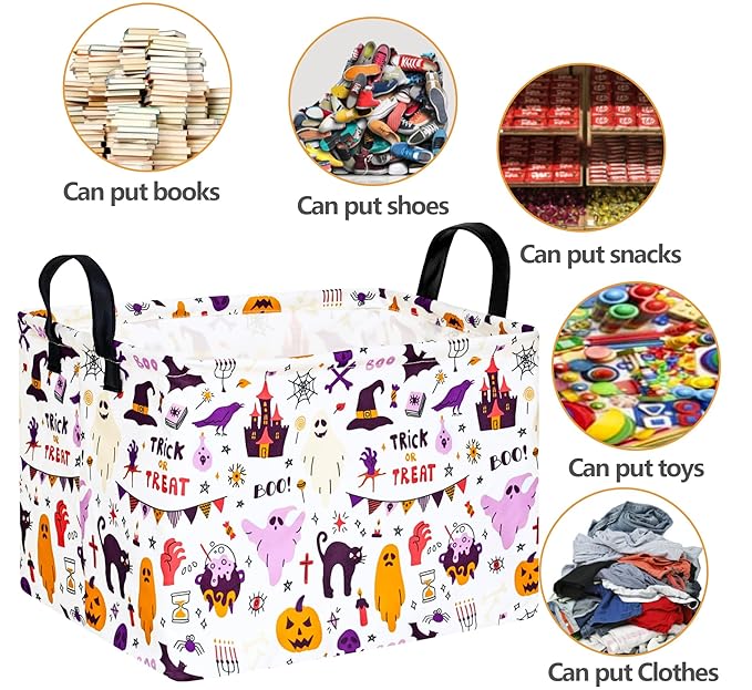 FUULOXE Halloween Gifts Empty Basket Boo Cube Organizer Bins Trick or Treat - Image 7
