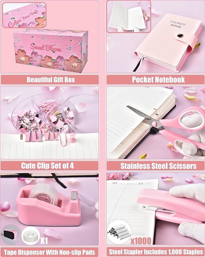 LXEVIHK 21Pcs Pink Desk Organizers and Accessories - Image 5