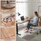 Tempered Glass Chair Mat for Hardwood Floor & Low Pile Carpet, 30" x 48" Heavy Duty Office Chair Mat with Non-Slip Pads, Scratch Resistant Floor Protector for Home Office