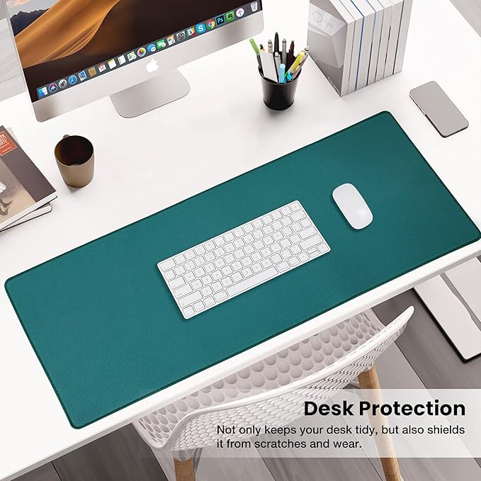 ALOANES Dark Green Waterproof Desk Mat, Large Extended Mouse Mat, Office Desk - Image 6