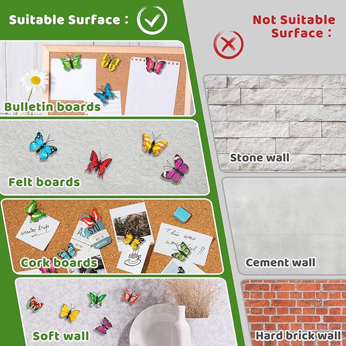 50Packs Decorative Push Pins for Cork Board Butterfly Push Pins for Board - Image 8