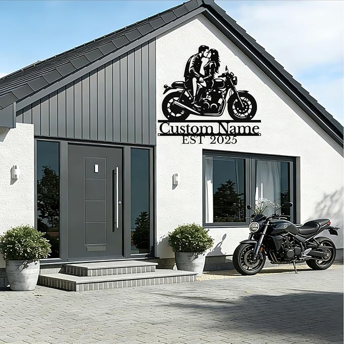 Custom Motorcycle Couple Metal Signs Personalized Biker Couple Name Sign Custom - Image 5
