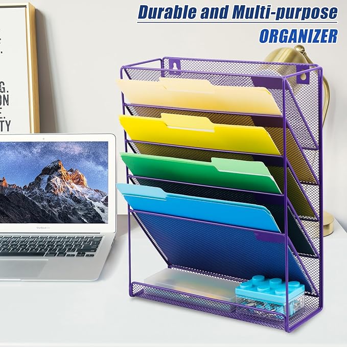 EASEPRES Desk File Organizer Mesh 6-Tier, Hanging Wall Mount Document - Image 6