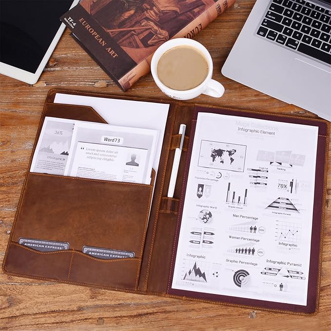 Jack&Chris Leather Portfolio, A4 Document Folder Legal Pad Padfolio, - Image 7