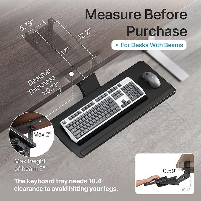 PEGZONE Keyboard Tray Under Desk - Image 2