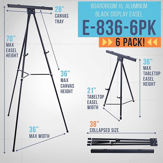 U.S. Art Supply 70" High Boardroom XL Black Aluminum Flip Chart Easel & - Image 2