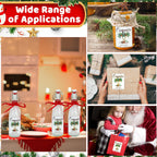 50 Sets Christmas Coquito Wine Bottle Label Stickers Kits - Cellophane Bags with Elegant Bottle Bow Decorations, Family Holiday Christmas New Year Party Supplies, Festive Table Decor (No Bottles)