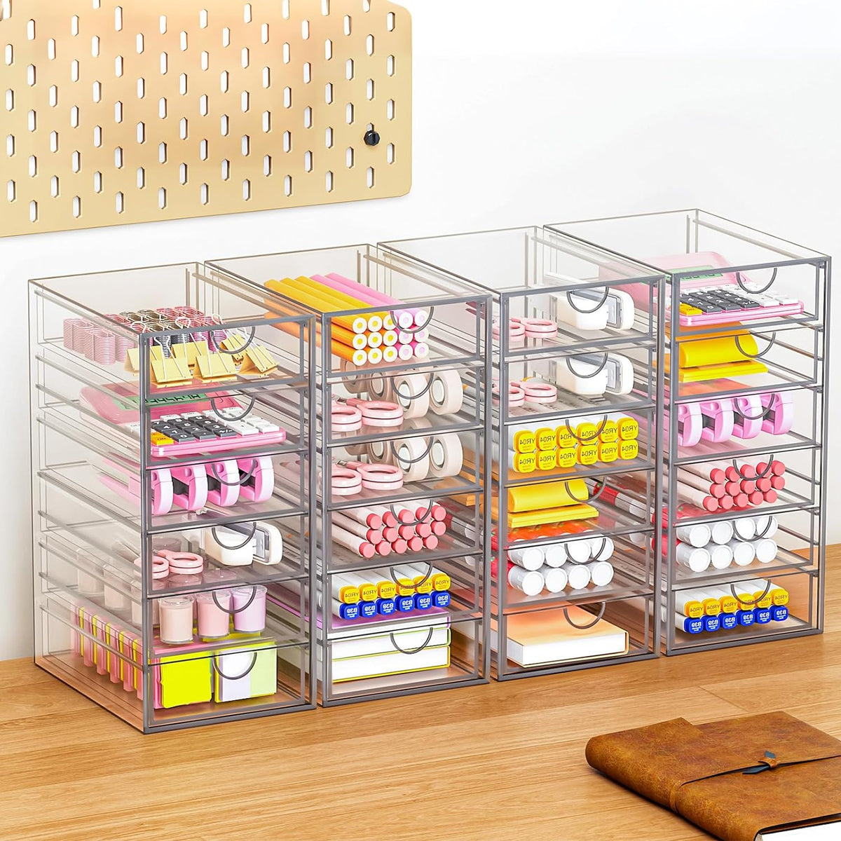 yfxcvsl acrylic makeup organizer with 19 drawers,storage drawer, side view
