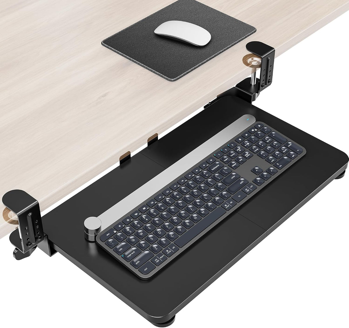 Ergonomic Mouse & Keyboard Tray Under Desk, 20x11.8 in Board, Black