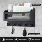 Nekon Mail and Key Holder for Wall Decorative, 11 Inch Wooden Wall Key Organizer - Image 3