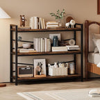 3 Tier Bookshelf 39.37" Width, Long Industrial Bookcase, Vintage Farmhouse - Image 2