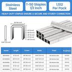 meite T-50 Stainless Steel Staples Marine, 1/2 Inch Heavy Duty Staples - Image 2