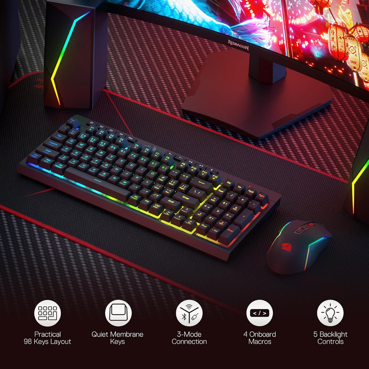 Redragon S142 Combo, K515 PRO Membrane Gaming Keyboard, M693 4800 DPI Mouse