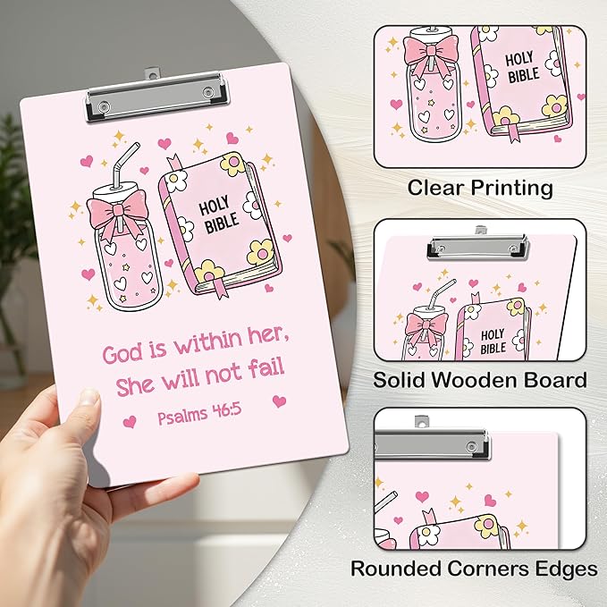 APIILVPQ Pink Clipboard, Bible Verse Clipboards - Image 4