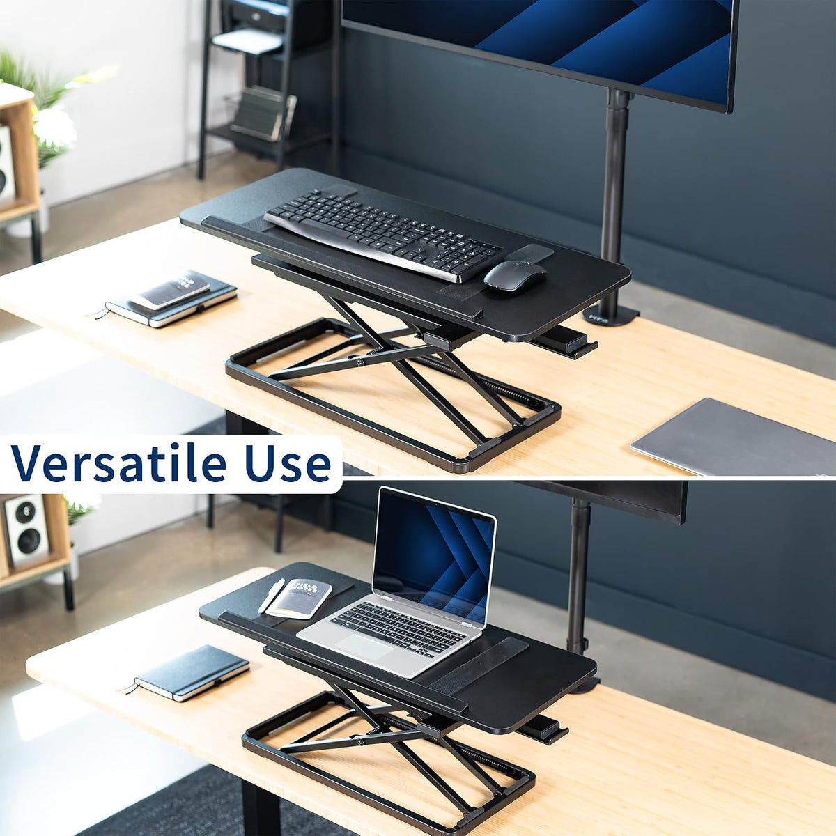 VIVO Black 30 inch Tilting Keyboard Height Adjustable Riser, Desk-TKR1