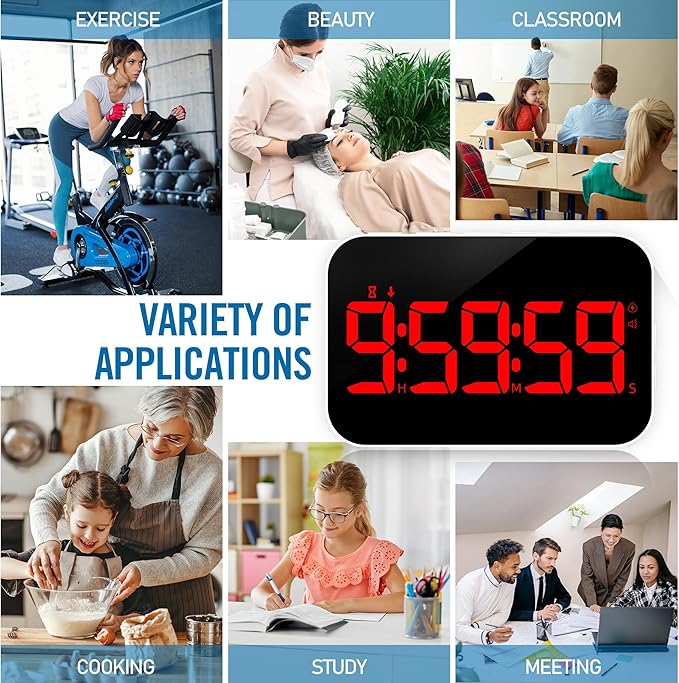 Kitchen Digital RED Timer, Count Down Up, Rechargeable, Vibration Mode - Image 7